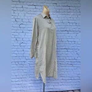 Uniqlo Pinstripe Shirt Dress Tan